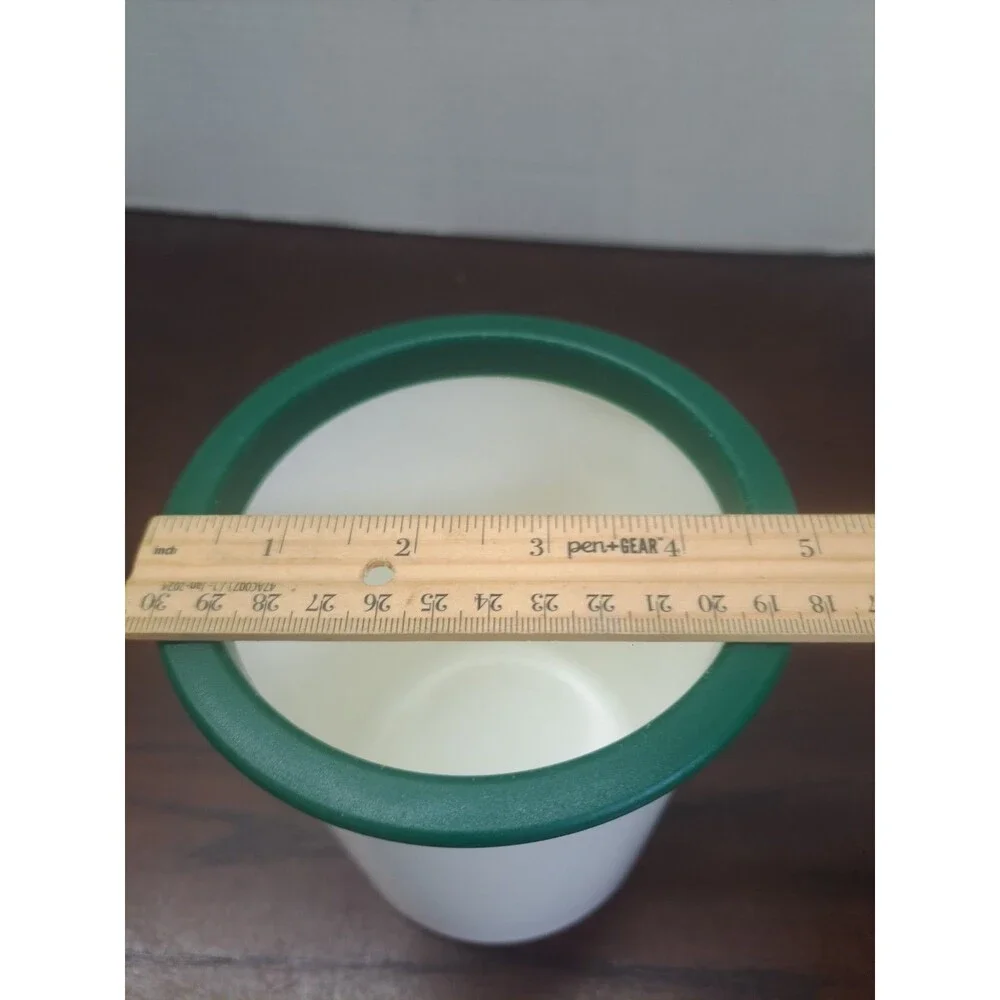 Vintage Tupperware One Touch Utensil Holder White With Hunter Green Trim 2422B-4